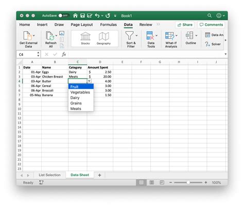 excel template with drop down menu